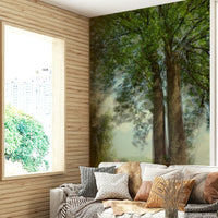 Soft green branches wall mural
