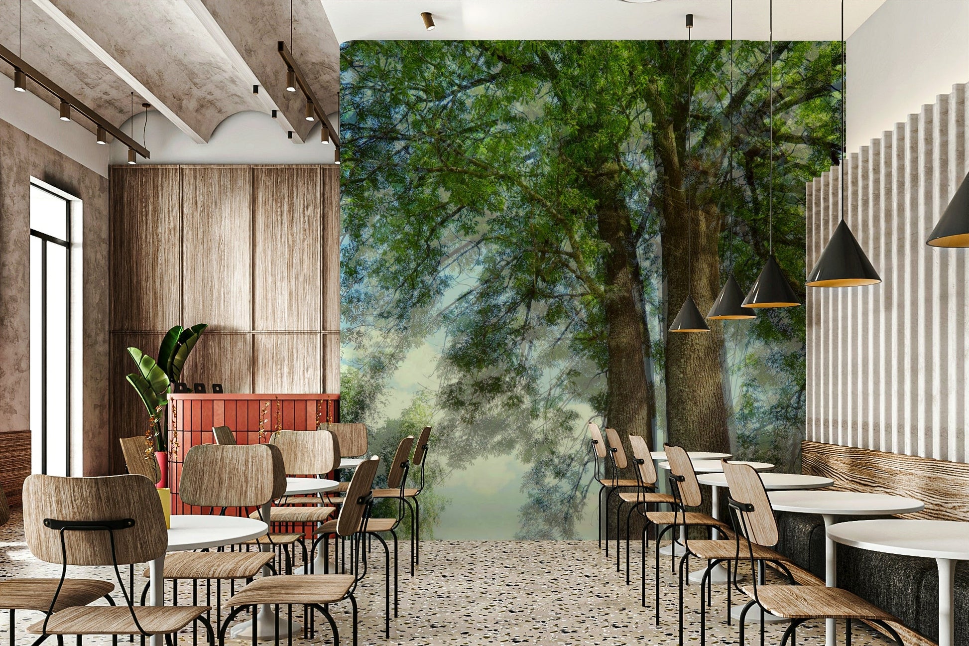 Natural foliage wall art wallpaper
