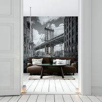 NEW YORK CITY Manhattan Bridge Wall Mural showing deep blue colour tones.