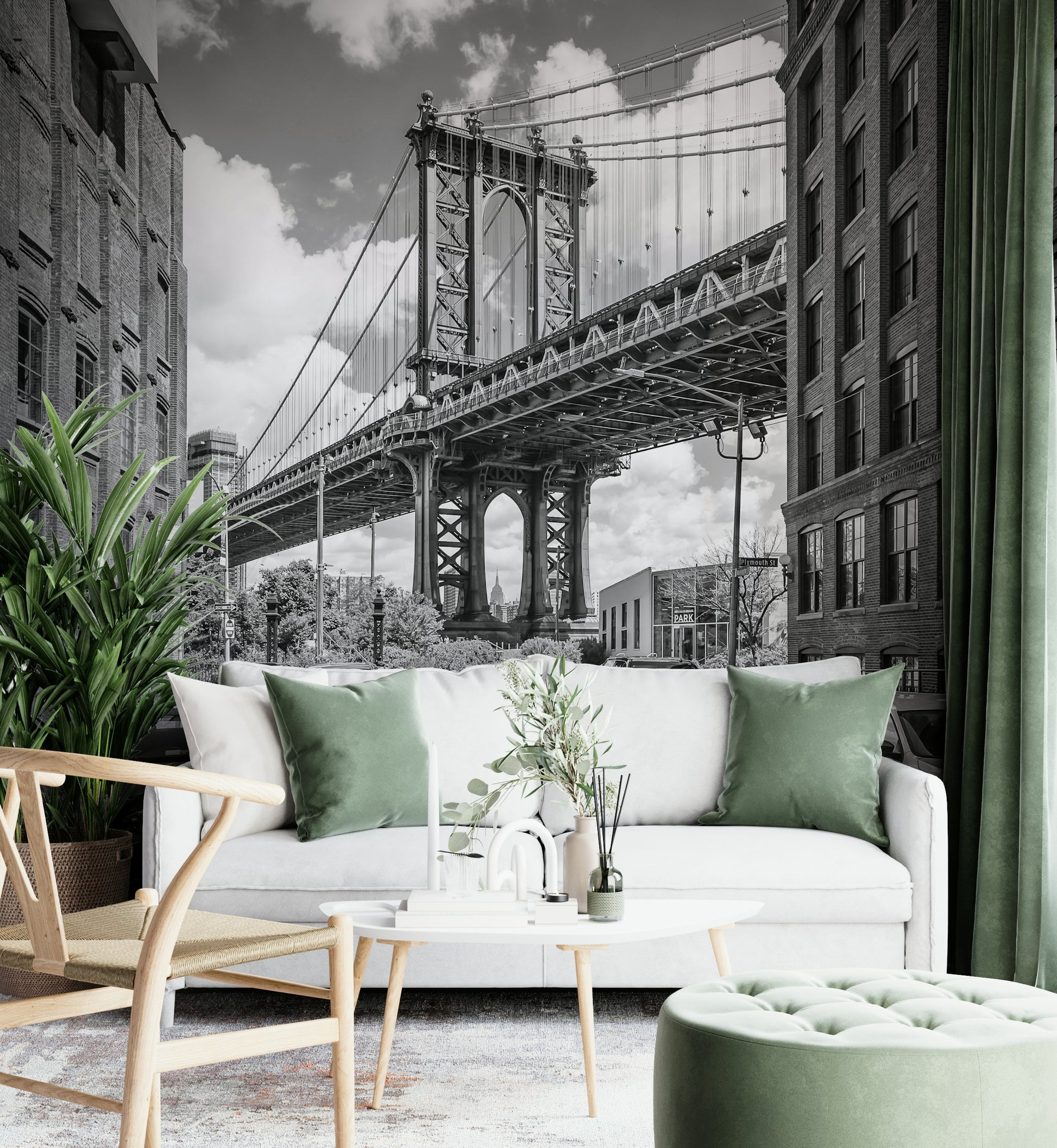 NEW YORK CITY Manhattan Bridge Wall Mural in a creative studio space.