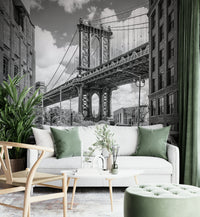NEW YORK CITY Manhattan Bridge Wall Mural in a creative studio space.