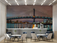 New York City skyline in the background.

