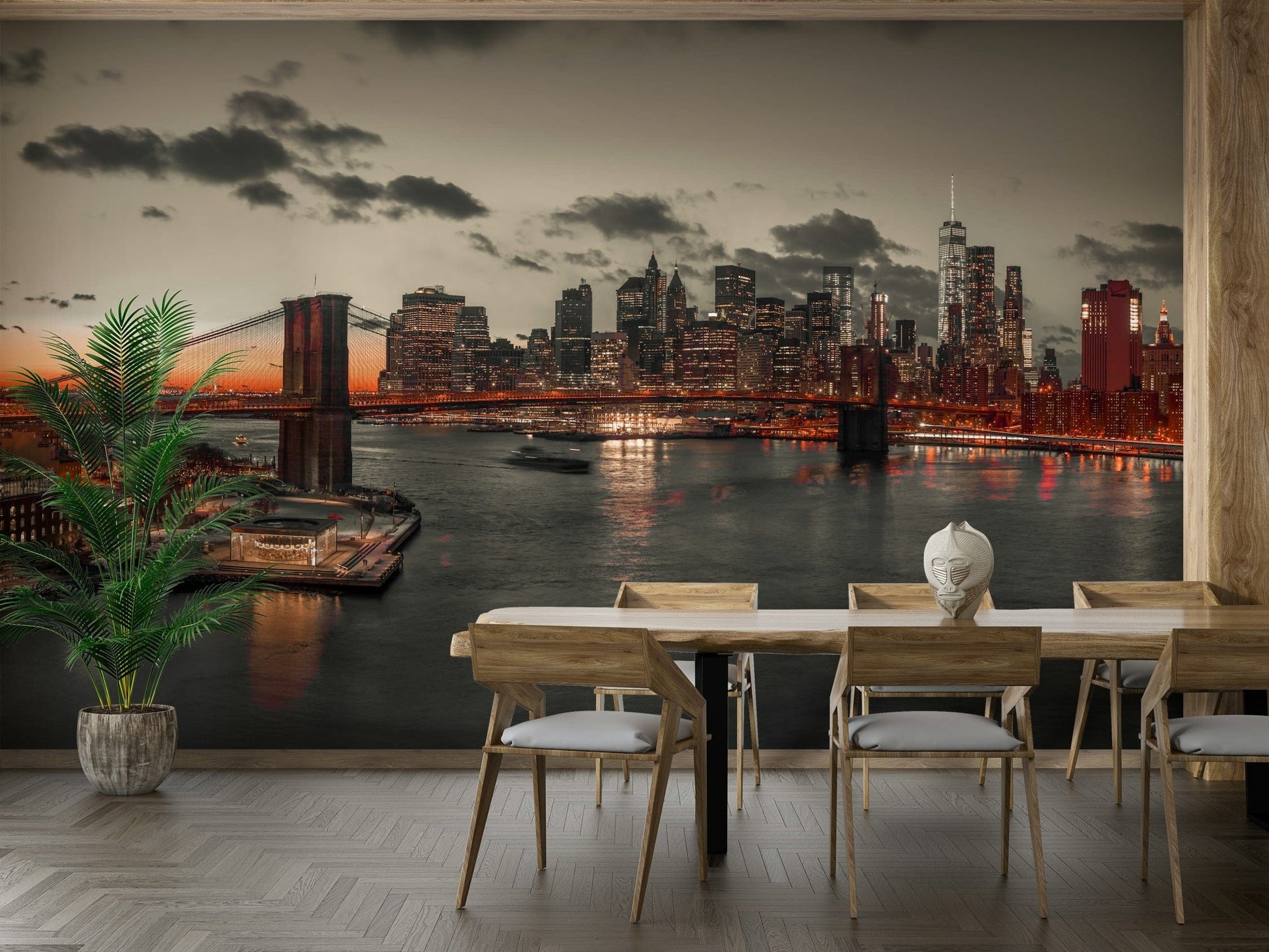 Lower Manhattan Dusk serene mural wallpaper

