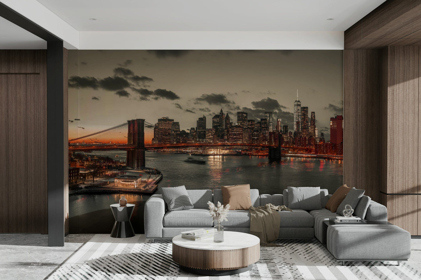 Lower Manhattan Dusk sophisticated wall covering

