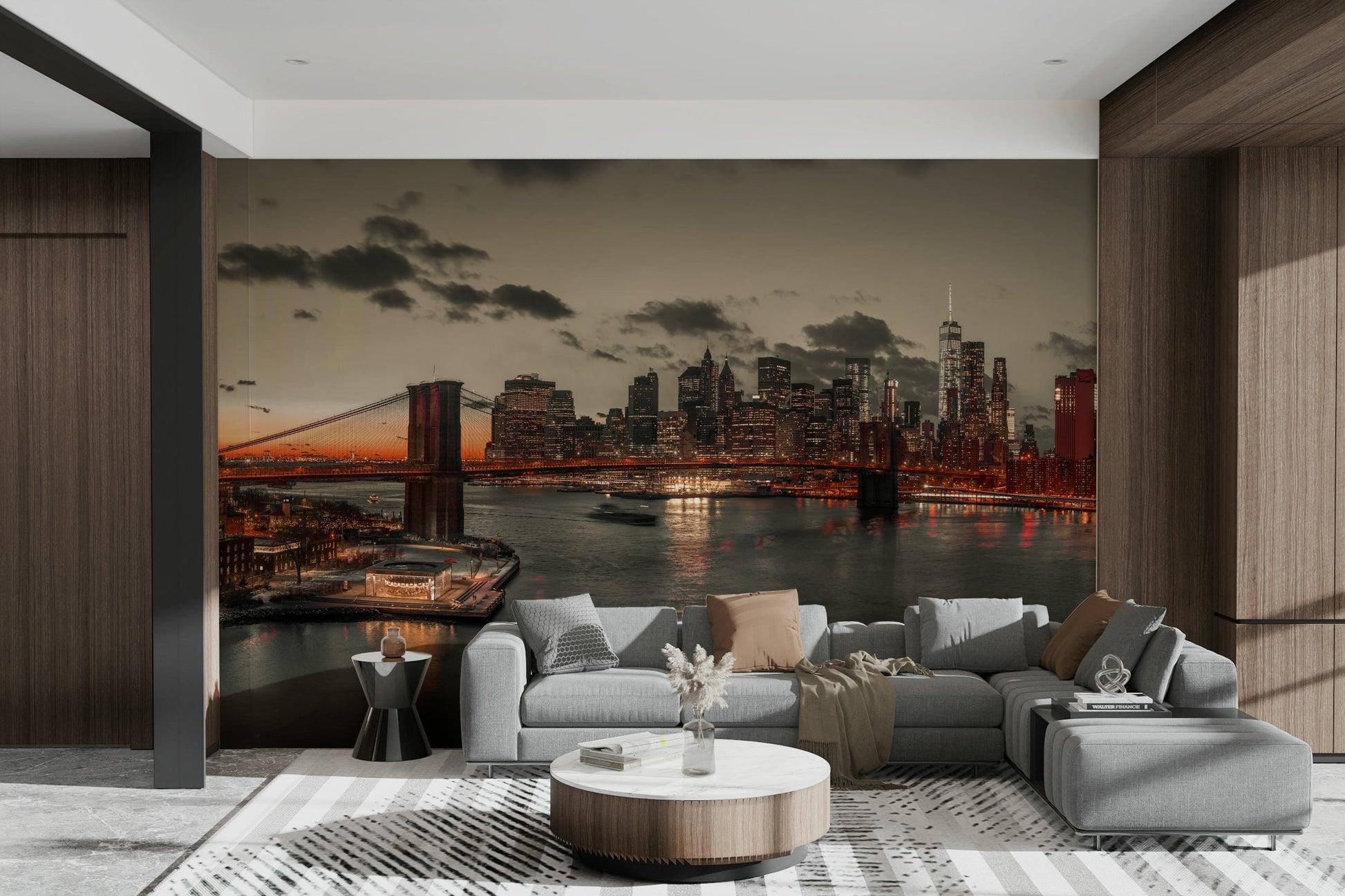 Lower Manhattan Dusk sophisticated wall covering

