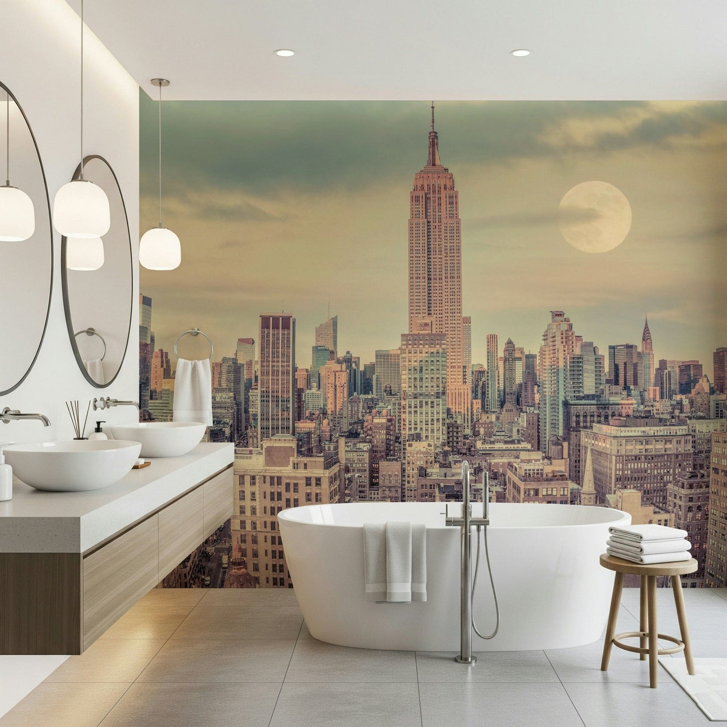 Manhattan Skyline product, midtown high-rise structures dominating view.