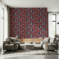 Retro Marble Swirl Stripes Wall Mural – Bold abstract design featuring colorful groovy stripes with a marbled effect.