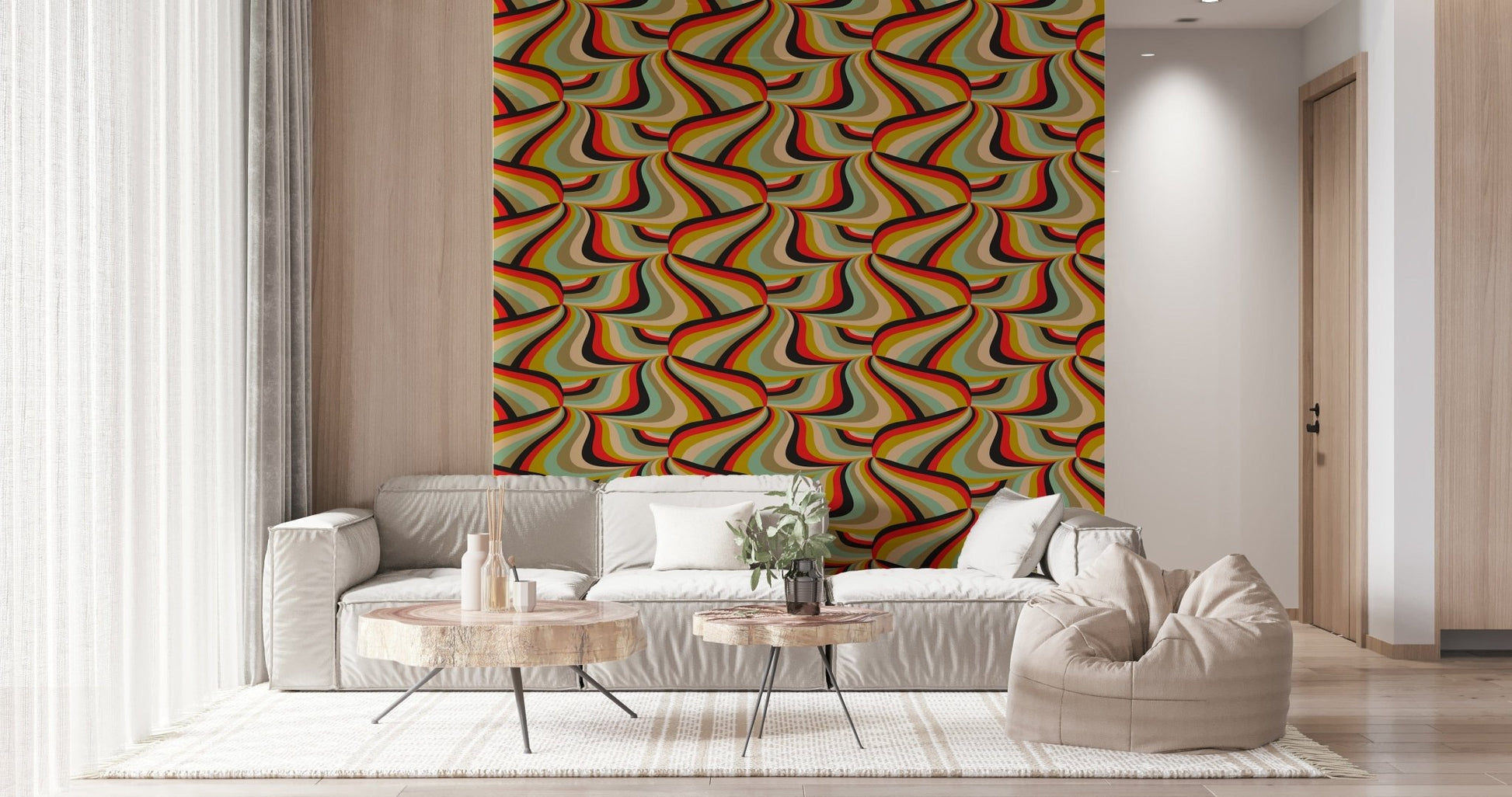 Marble Swirl Stripes Wall Mural – Decorative wallpaper blending vibrant marble textures and abstract stripe patterns.