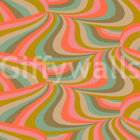 Marble Swirl Groovy Retro Abstract Stripes Colorful Pink Mint Mustard Coral Cream Brown Wallpaper⁠