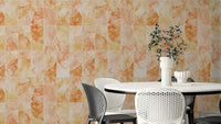 Orangish marbled geometric tile pattern.

