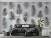 Gentle, repeating feather pattern.

