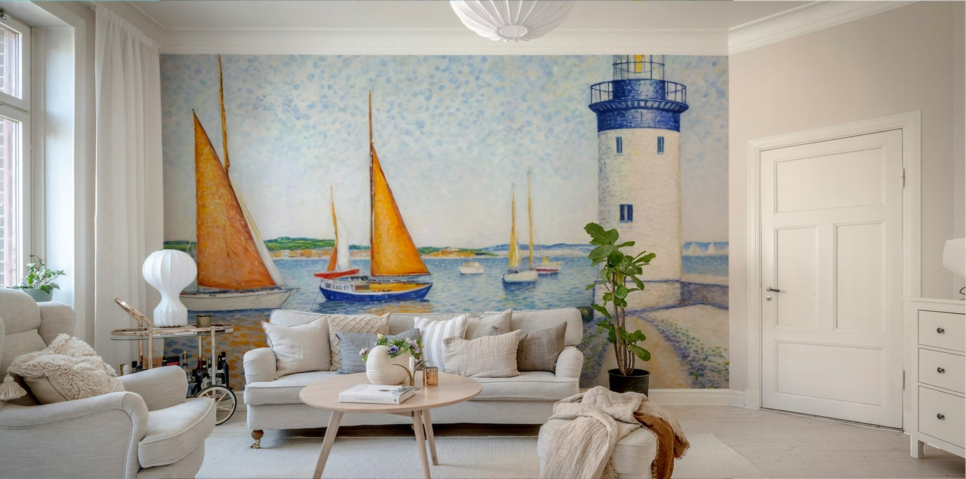 A high-quality print of a tranquil seascape.

