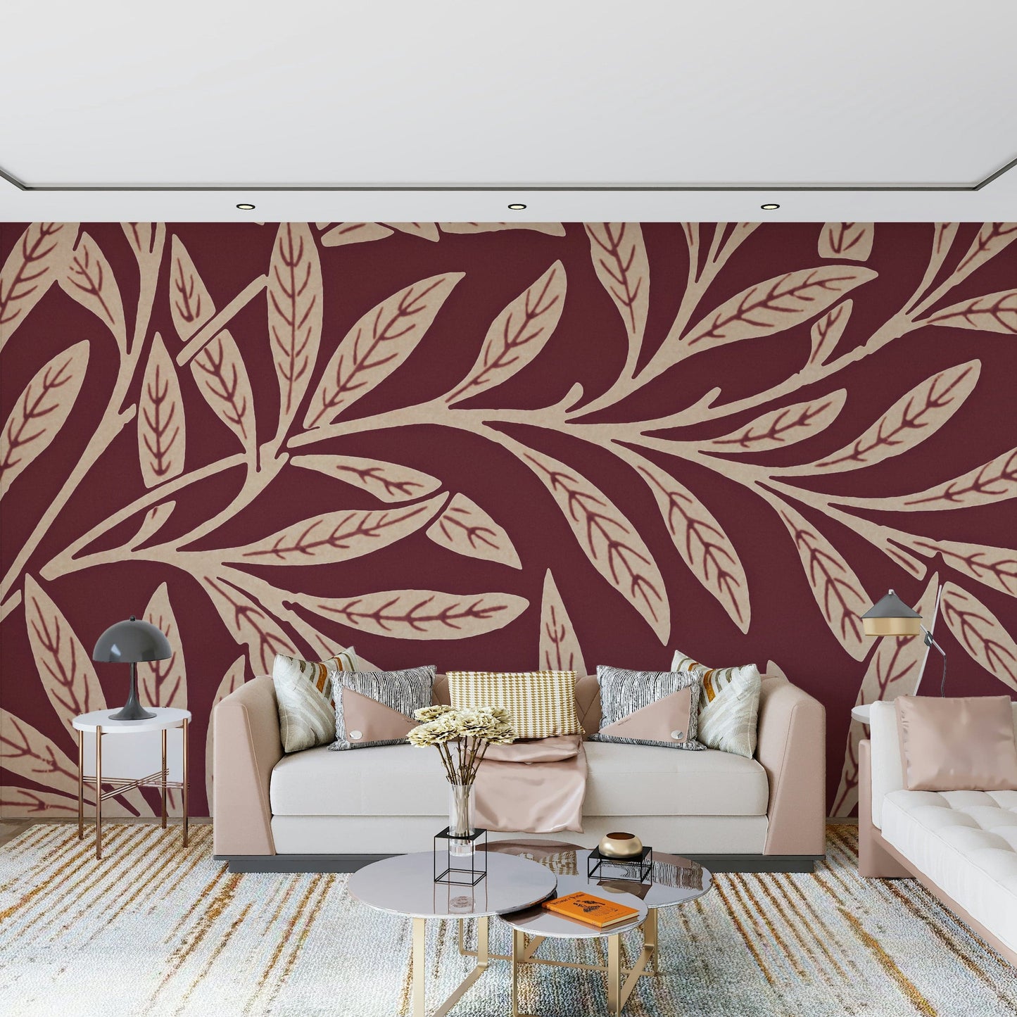 A serene subtle foliage wall mural for your decor.


