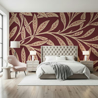 A beautiful vintage leaf wallpaper mural for a modern home.

