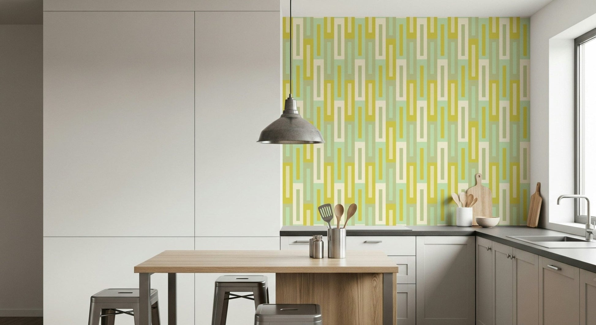 Nature-inspired Maze of Greens wallpaper with soothing green hues.