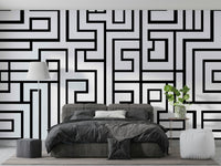 Monochrome maze wallpaper for hallway
