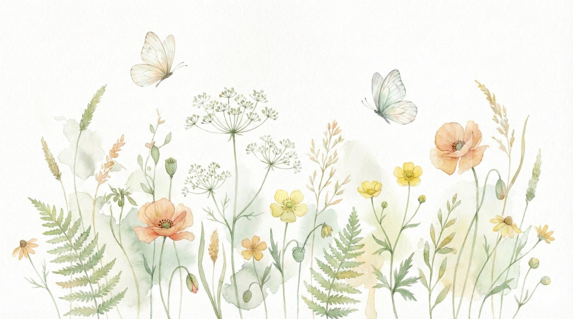 Meadow Whispers Wall Mural styled with minimalist furniture in a modern flat.