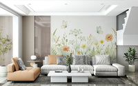 Bespoke Meadow Whispers print for a child’s bedroom with neutral tones.