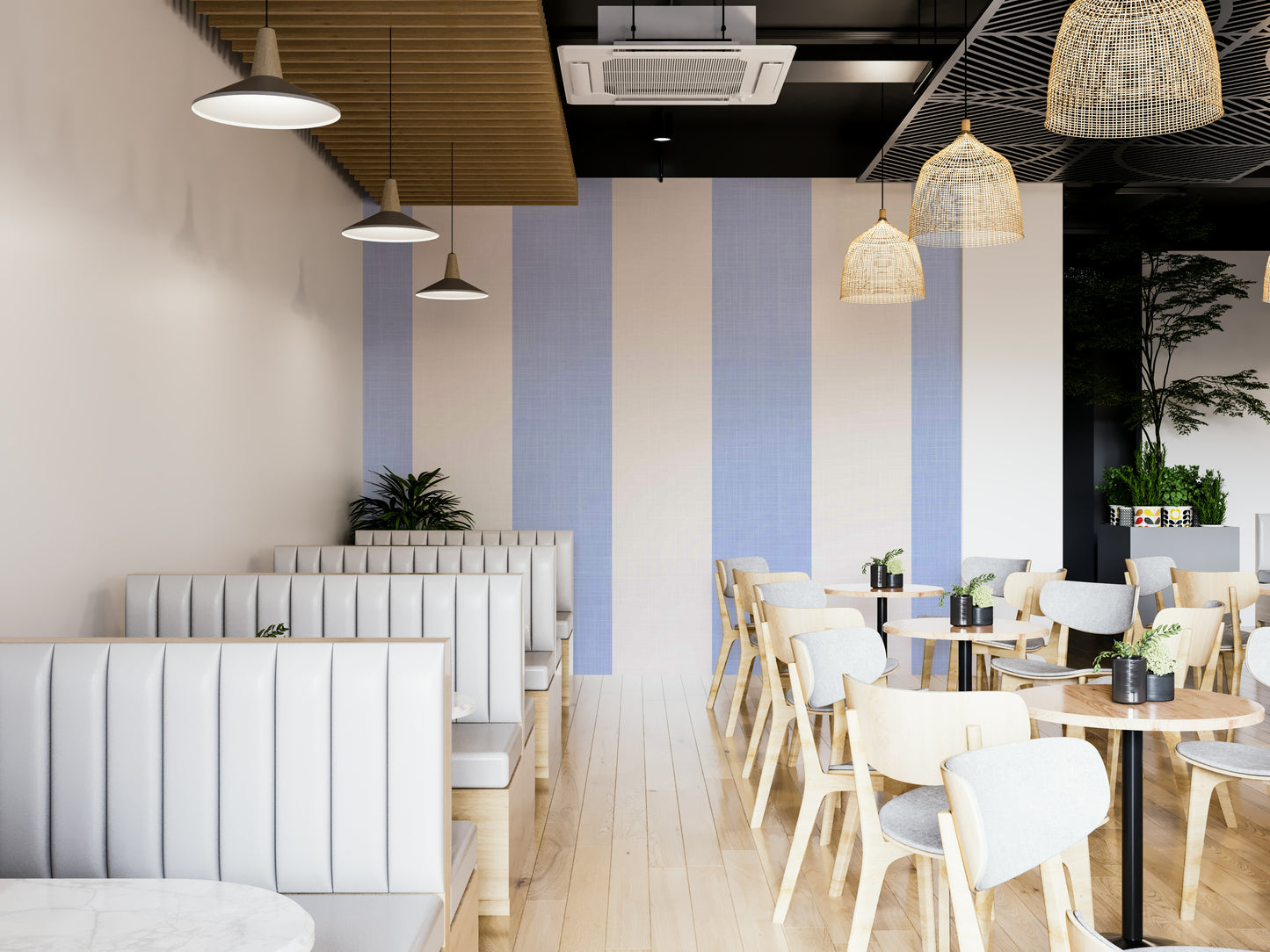 Gentle ivory and blue stripes

