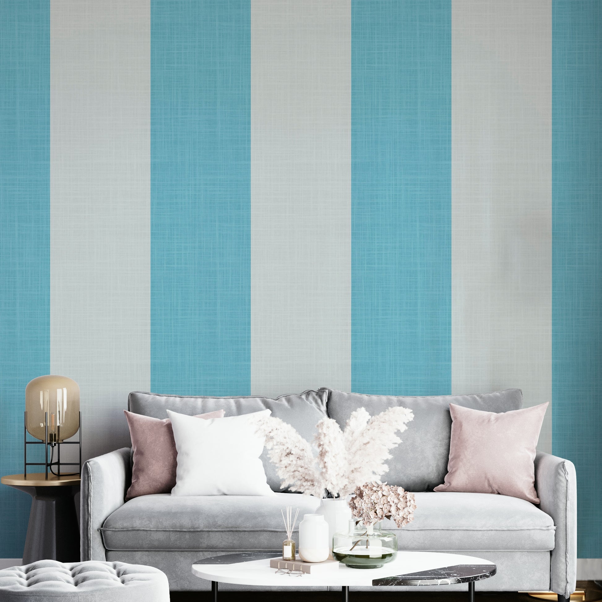 Turquoise and mint stripe wallpaper

