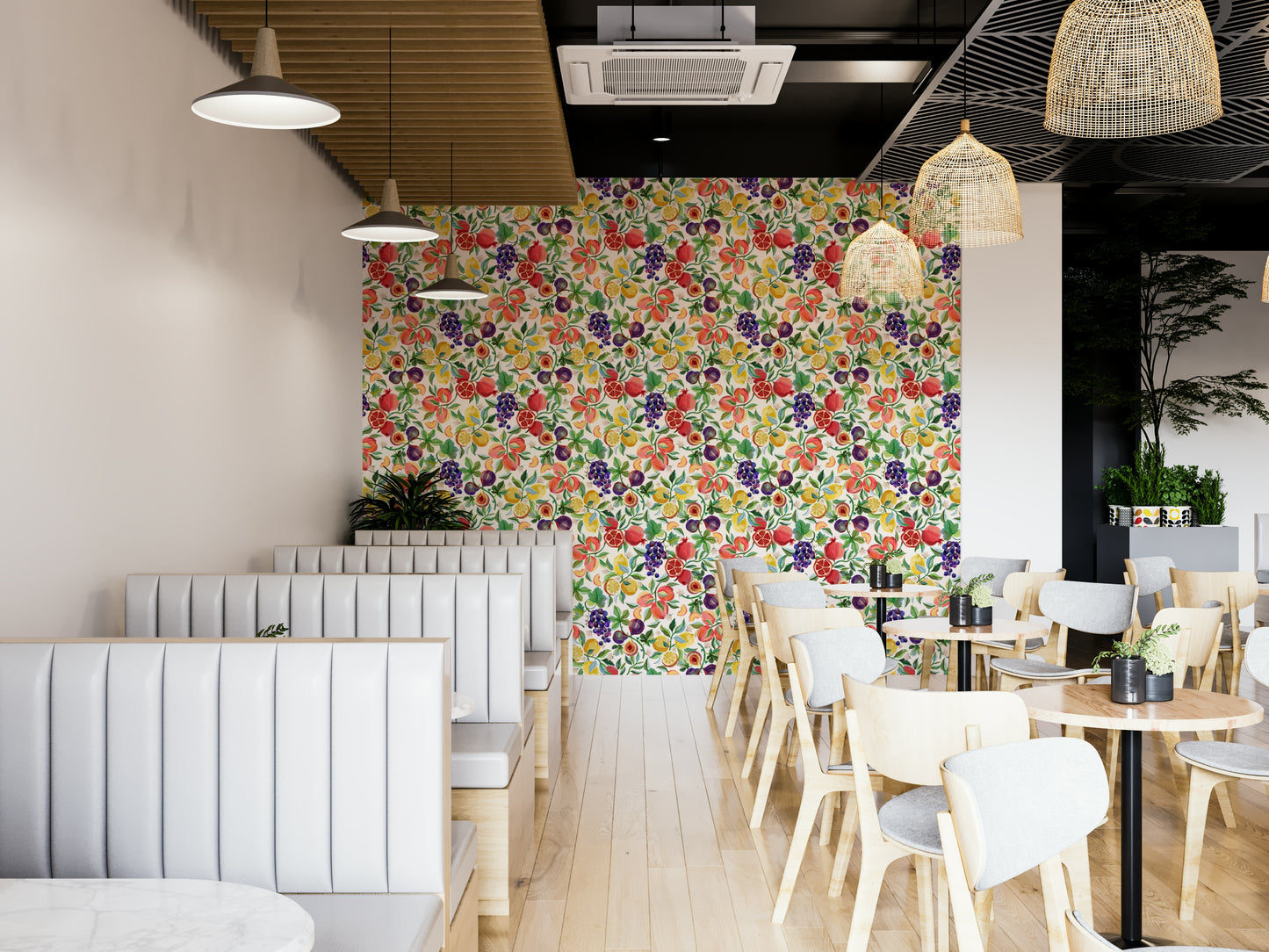 Rustic Mediterranean wallpaper with oranges and lemons

