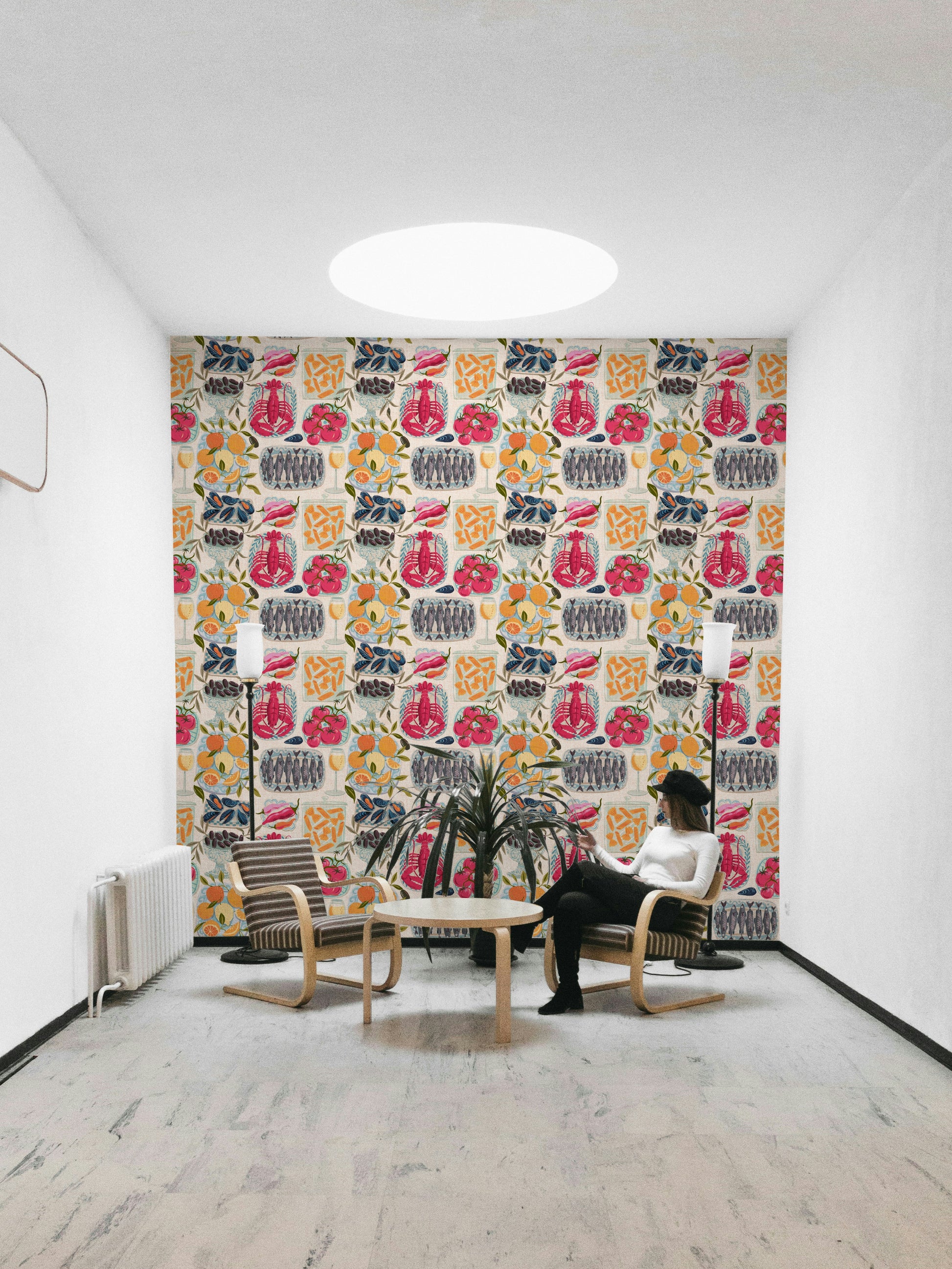 Kitchen wallpaper featuring Mediterranean dish prep

