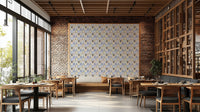 Bold patterned Mediterranean tile wallpaper

