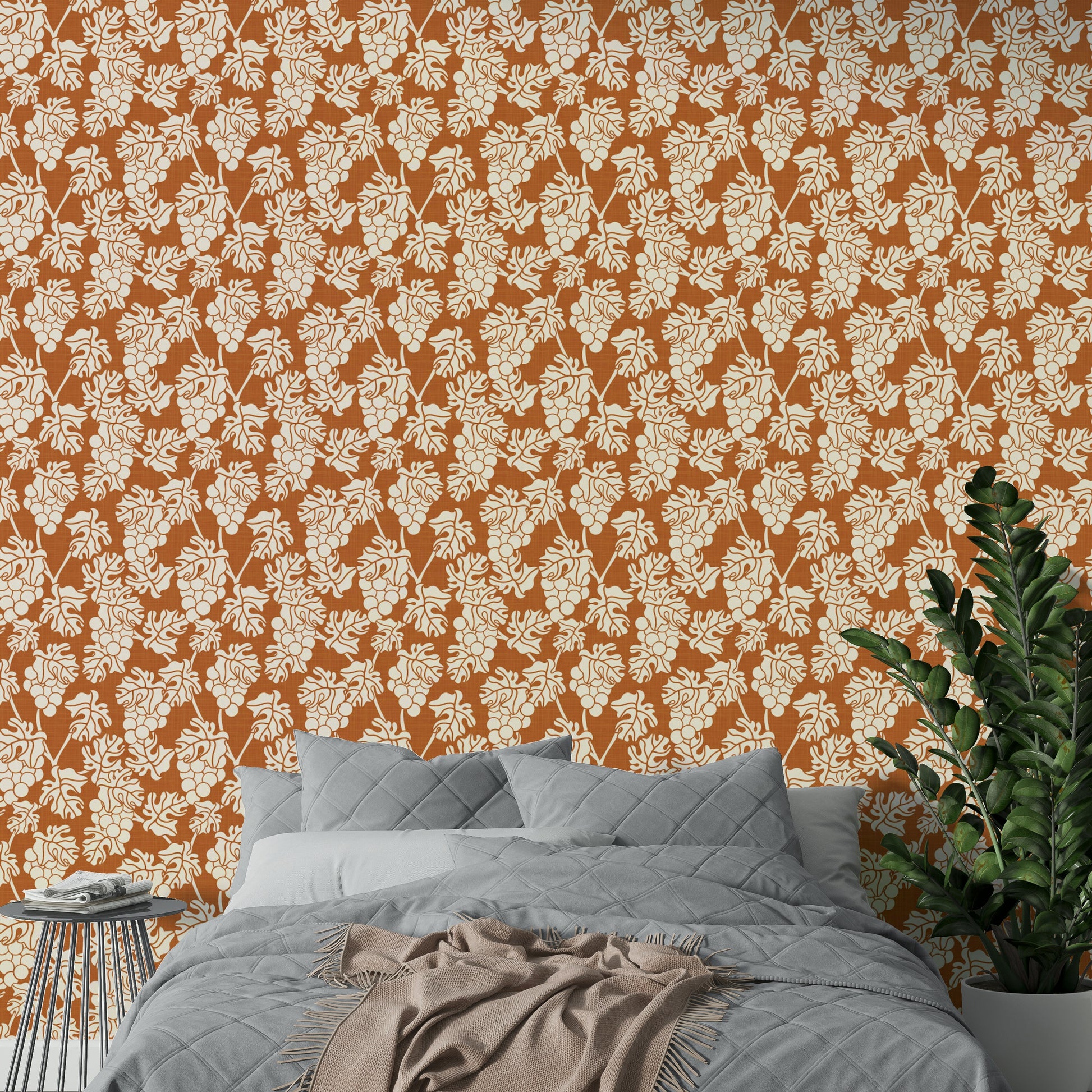 Beautiful Mediterranean vineyard pattern in terracotta tones.

