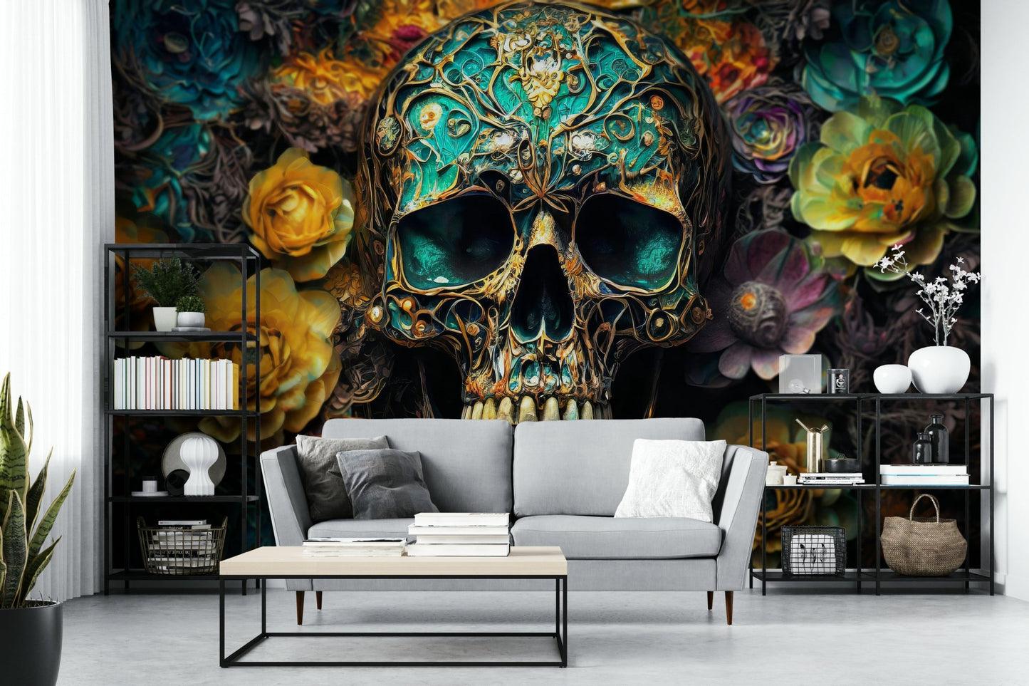 Memento Mori-inspired mural for a creative, gothic look

