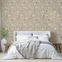 Hand-drawn petal wallpaper in classic neutral hues

