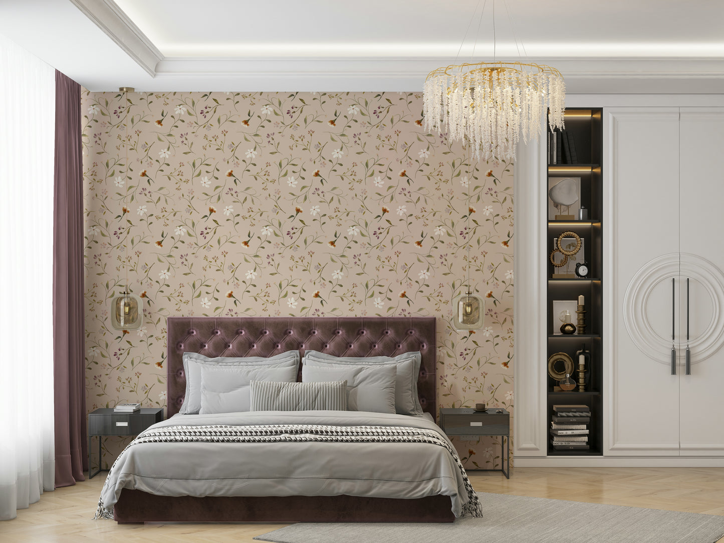 Creamy floral wallpaper evoking timeless memories

