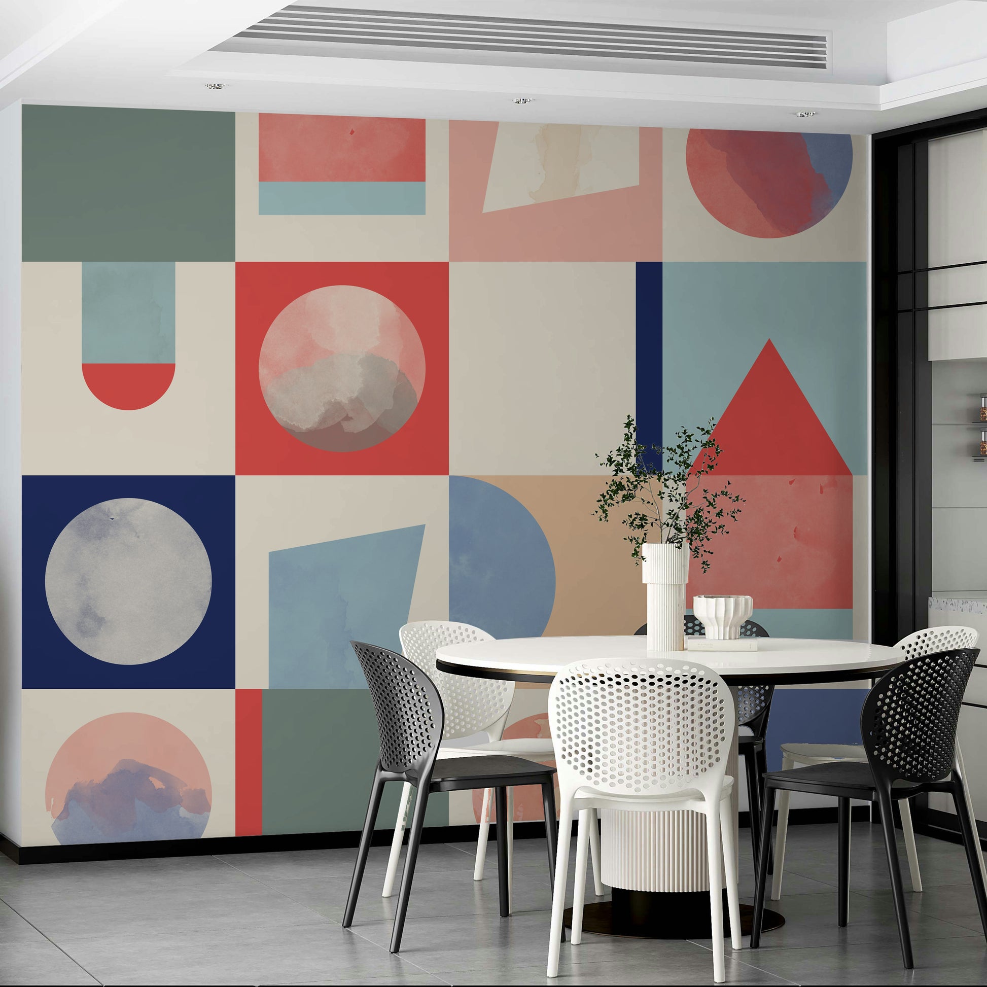 Art wallpaper with curved lines

