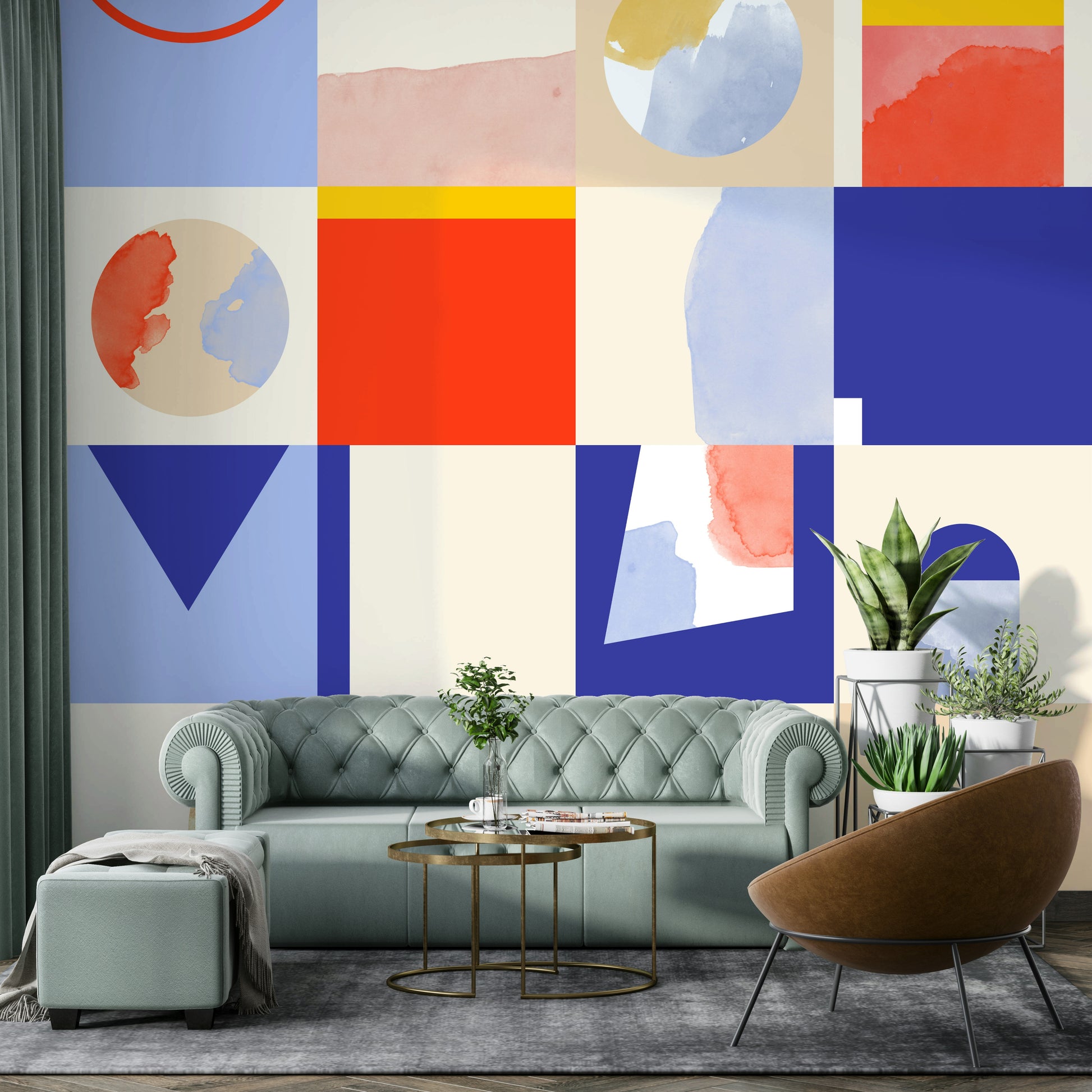 Artistic soft pattern wall mural

