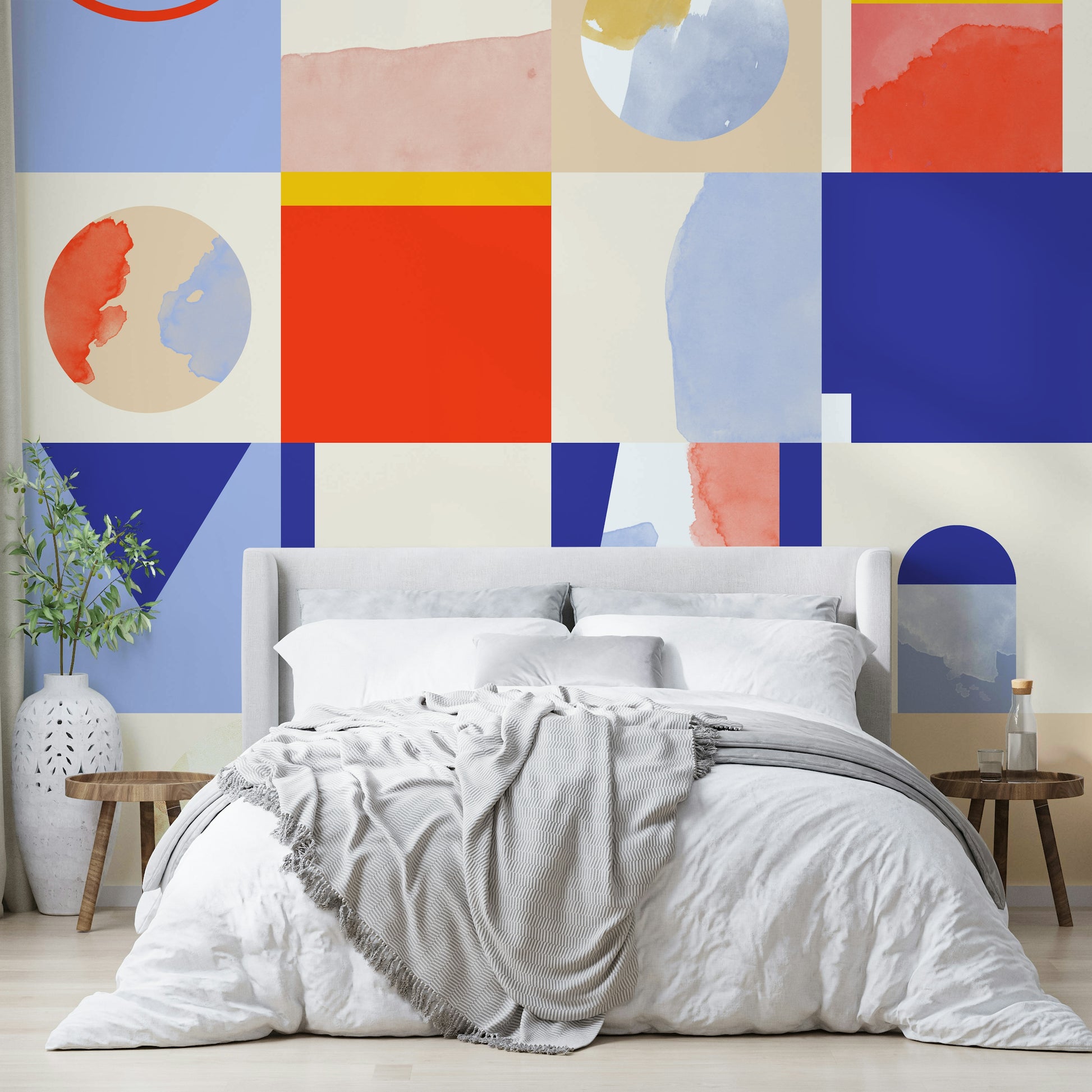 Mural wallpaper with soft forms

