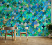 The wallpaper is perfect for a kids' room.

