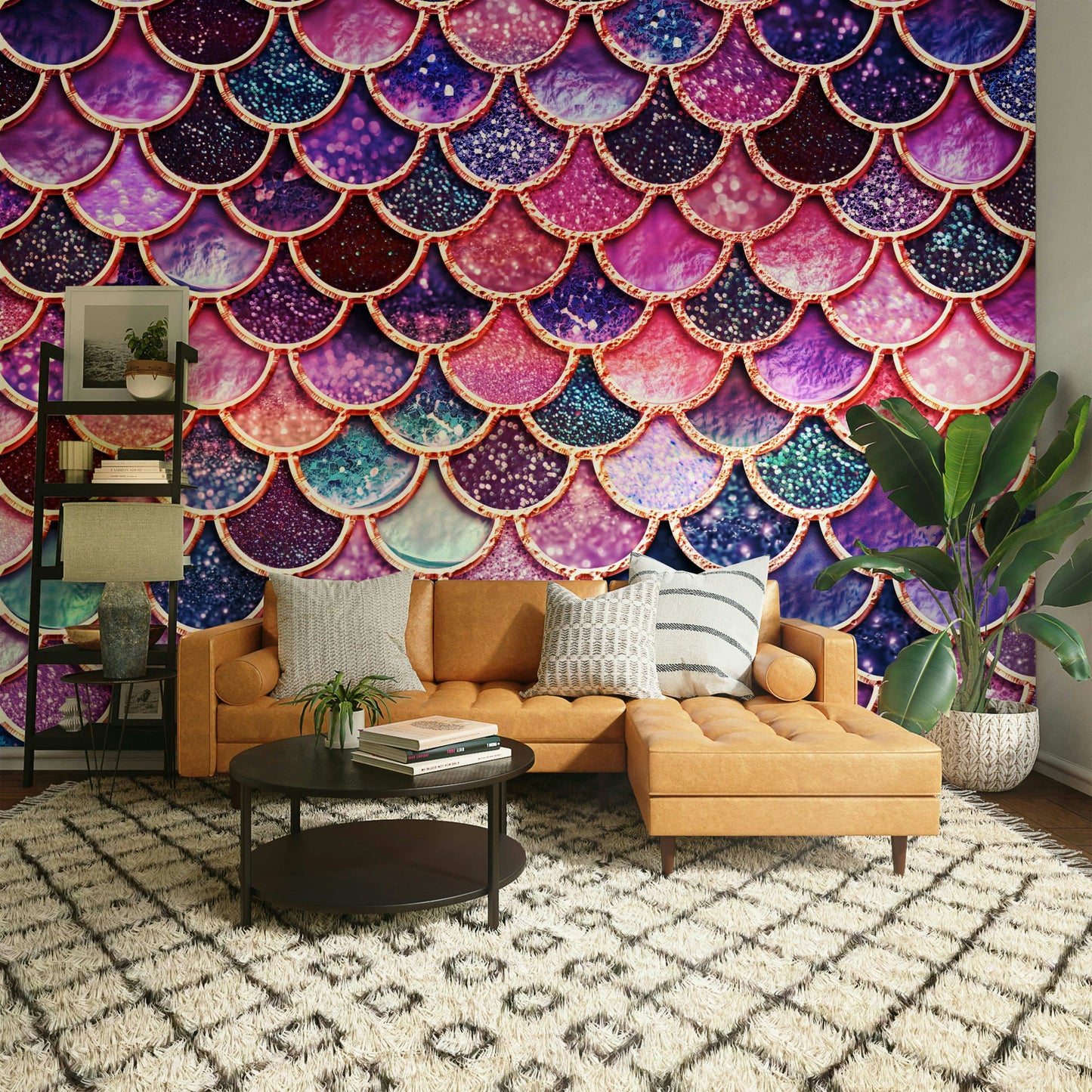 The wallpaper is perfect for a kids' room.

