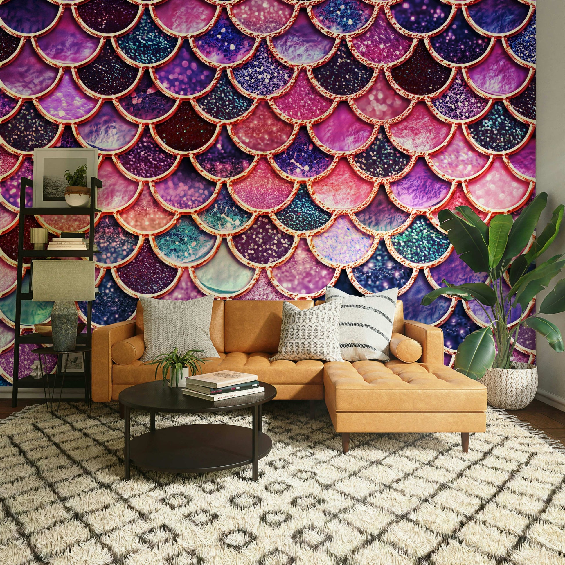 The wallpaper is perfect for a kids' room.

