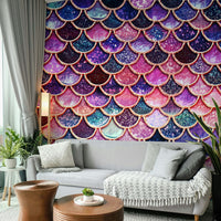 The mural has a soft, dreamy feel.

