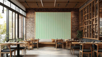 Fresh green striped wallpaper with cheerful cherries


