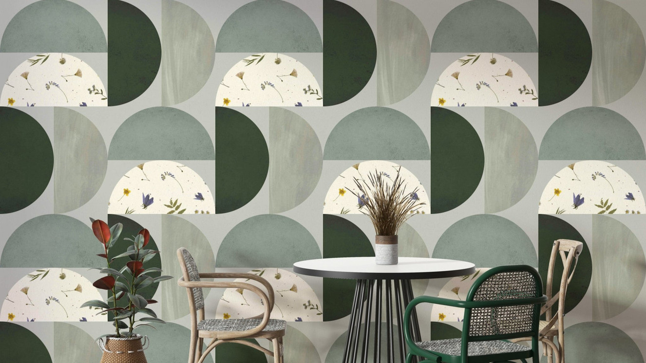 Mescolanza 18 mural wallpaper with soft abstract forms

