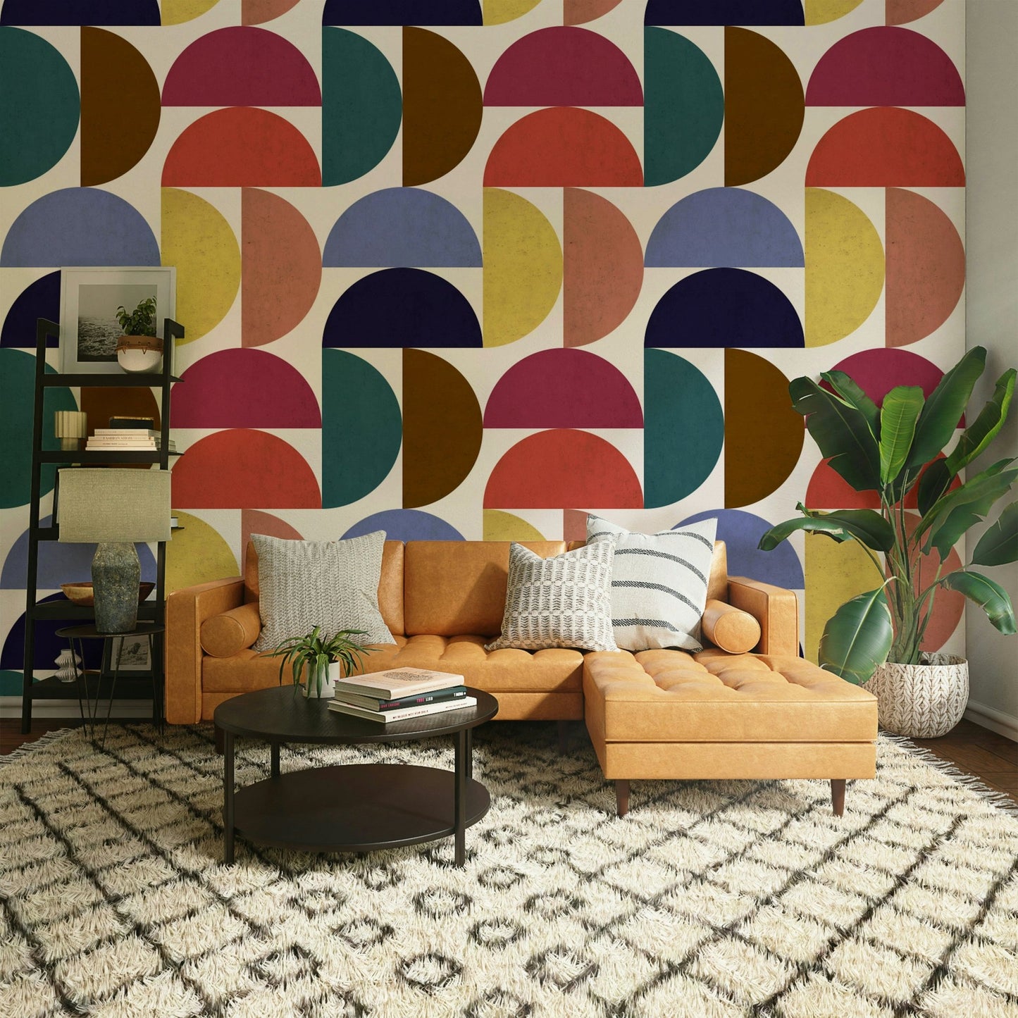 Layered form wallpaper with visual rhythm

