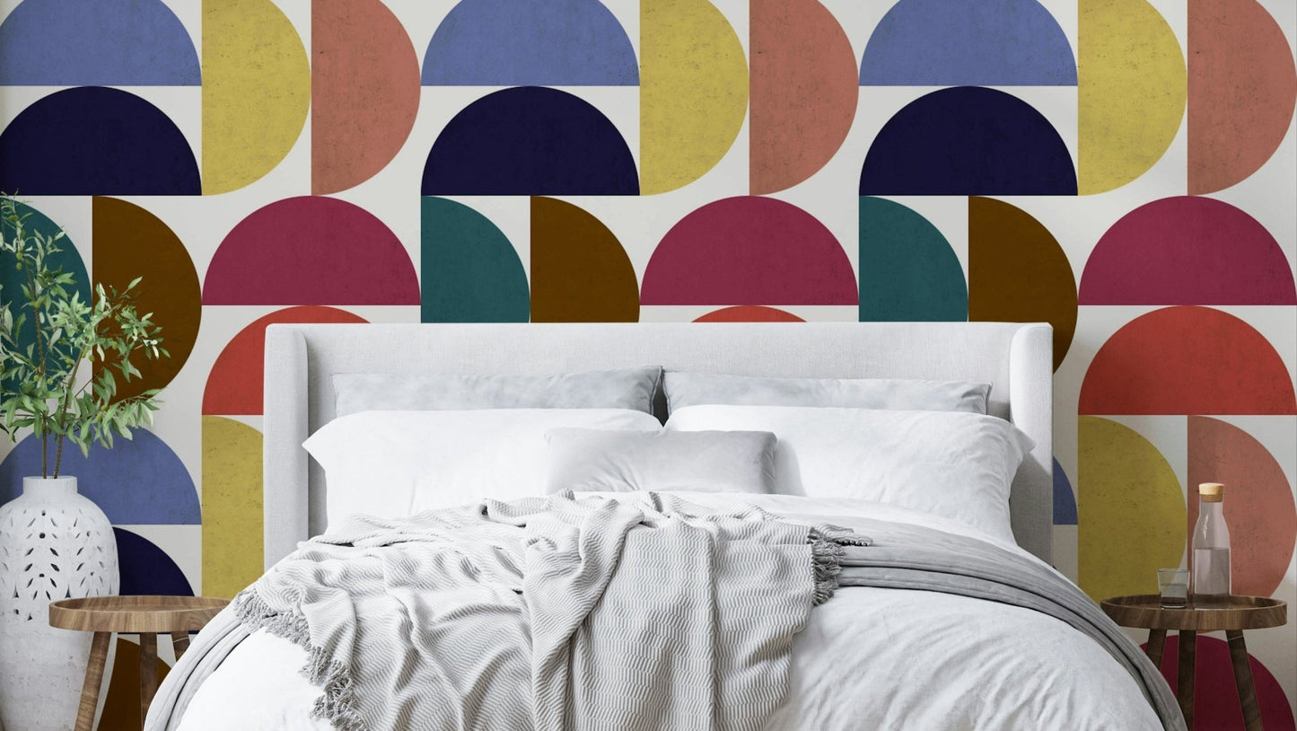 Contemporary art-style wall mural in neutral hues

