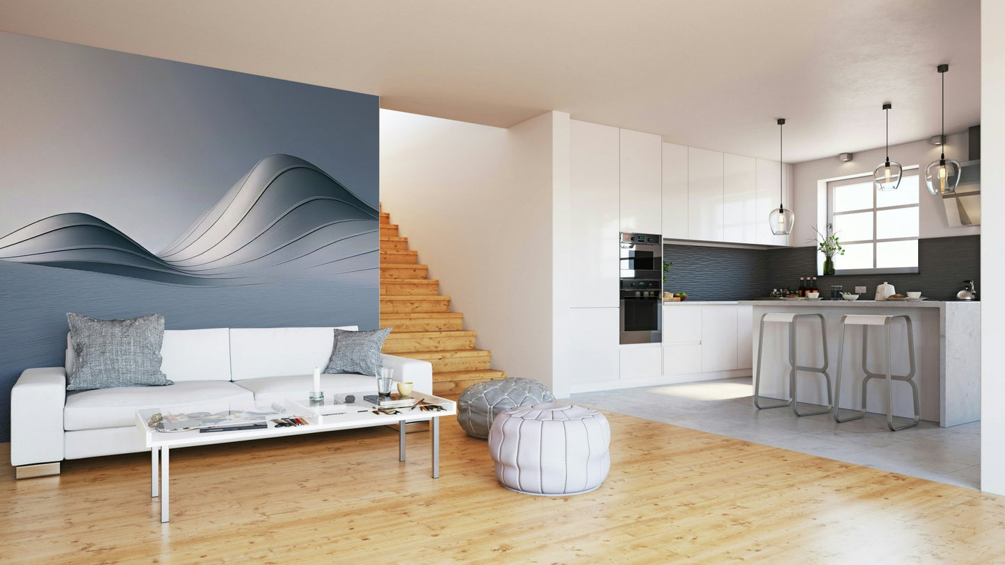 3D-effect wall mural with dune-inspired movement

