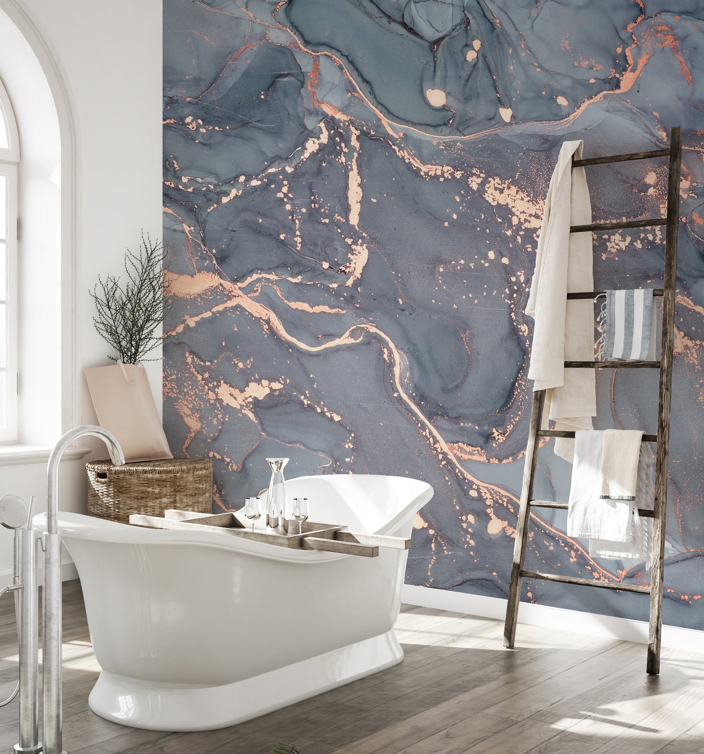 Metallic Copper Veins Abstract Wall Mural - Giffywalls