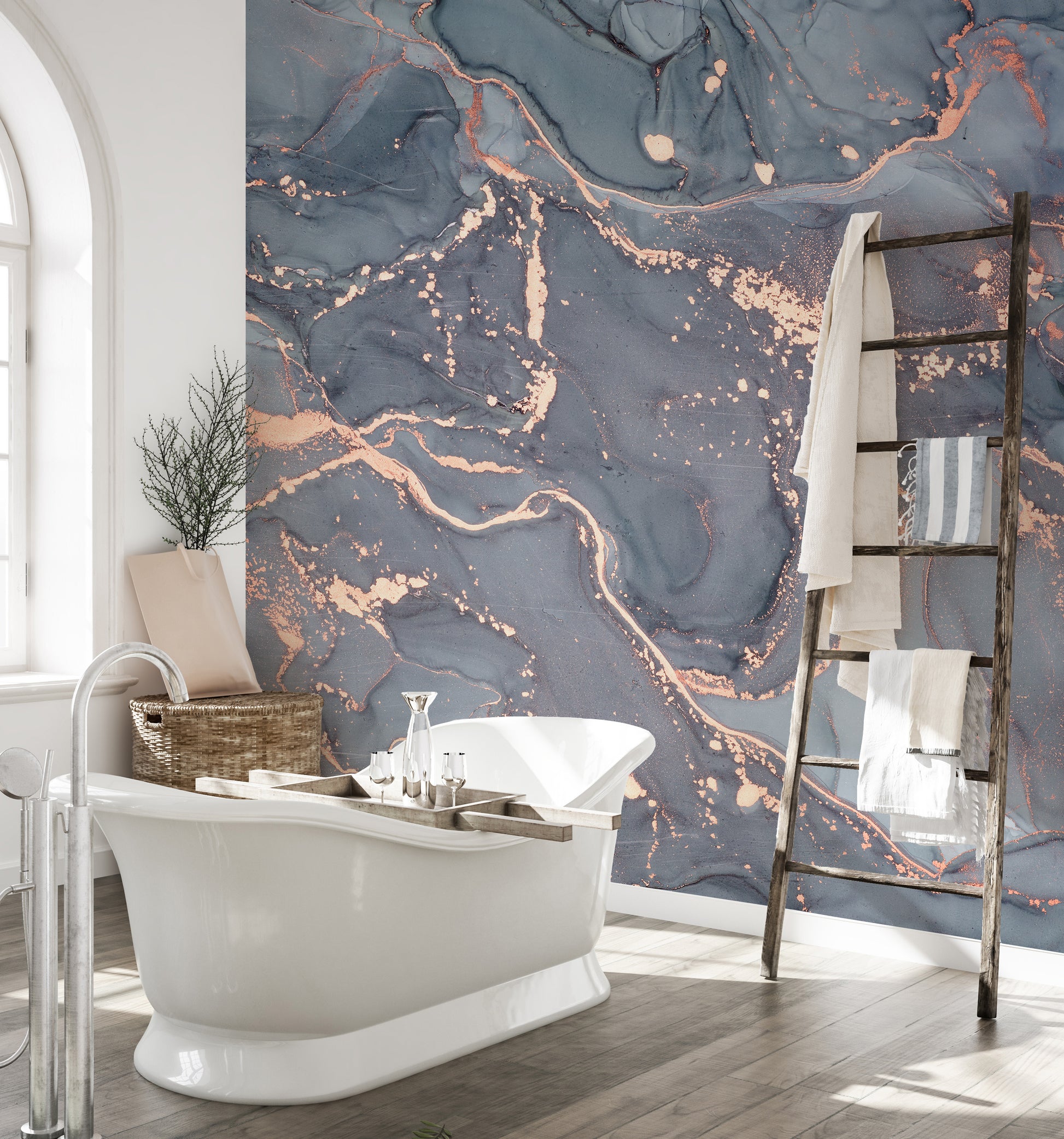 Metallic Copper Veins Abstract Wall Mural - Giffywalls