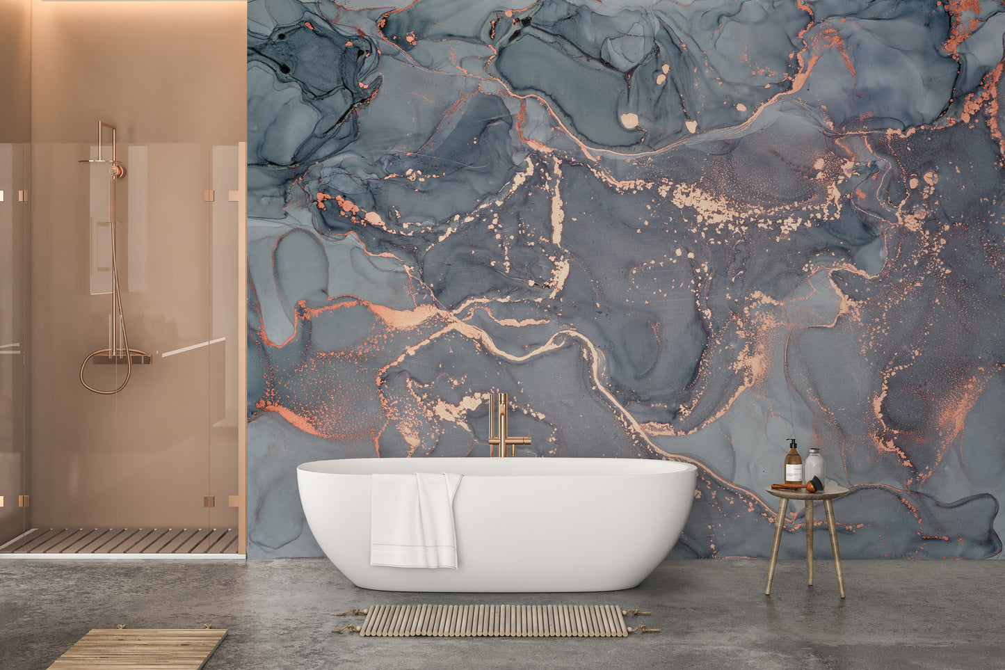 Metallic copper veins abstract wallpaper