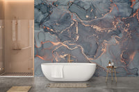 Metallic copper veins abstract wallpaper