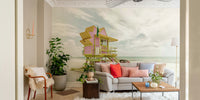 MIAMI BEACH Florida Flair Vintage Wall Mural with palm trees.

