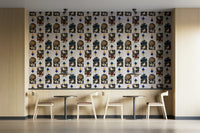 Retro-modern geometric wallpaper in repeating pattern

