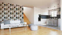 Eclectic interior with Mid Century 31 Wallpaper accent

